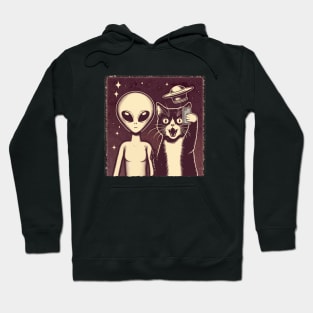 Funny cat taking selfies with alien Hoodie